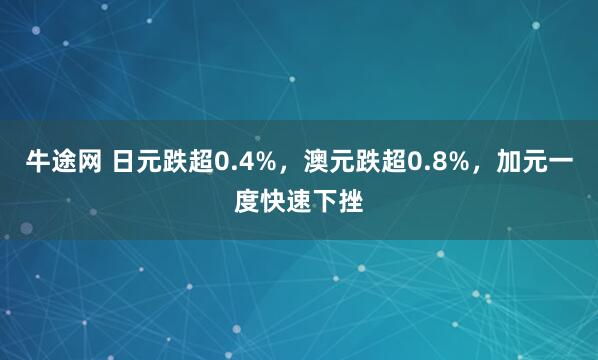 牛途网 日元跌超0.4%,澳元跌超0.8%,加元一度快速下挫