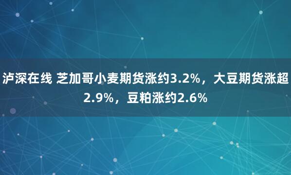 泸深在线 芝加哥小麦期货涨约3.2%,大豆期货涨超2.9%,豆粕涨约2.6%
